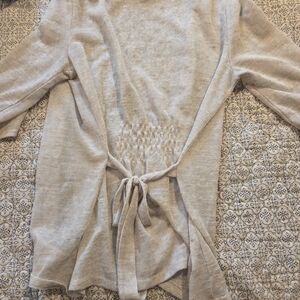 Beige Knit Sweater with Tie Waist